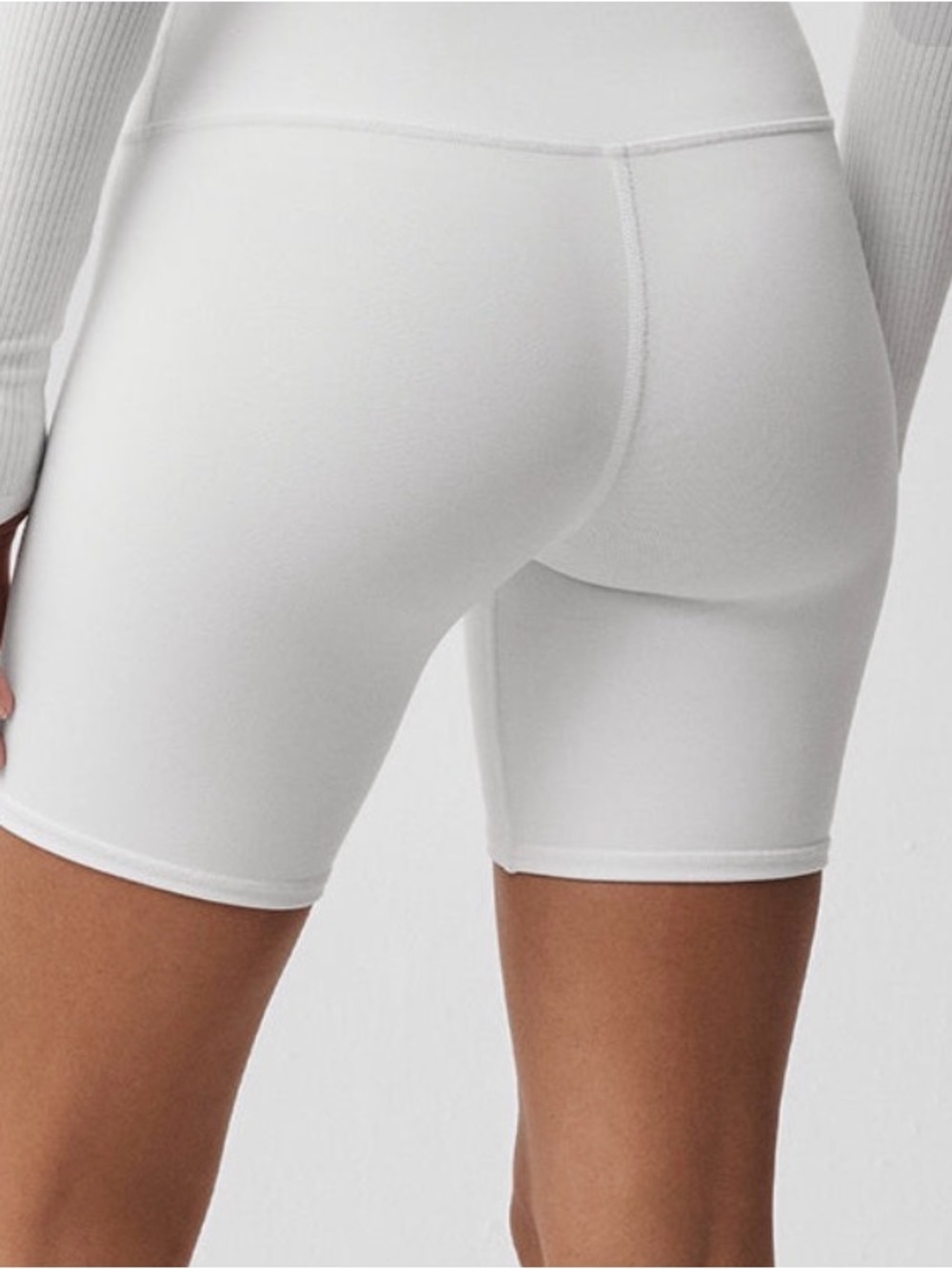 ALO Yoga White High-Waist Bike Shorts - Picture 2 of 6